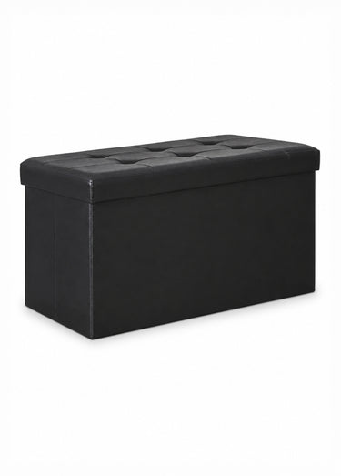 Banc coffre pliable simili cuir capitons Noir