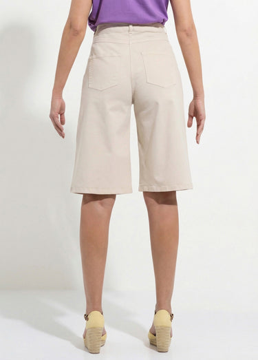 Bermuda taille haute denim stretch Ecru