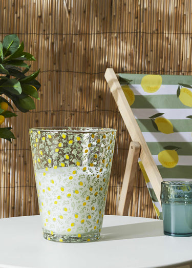 Bougie parfum citronnelle en verre, 23cm Citron