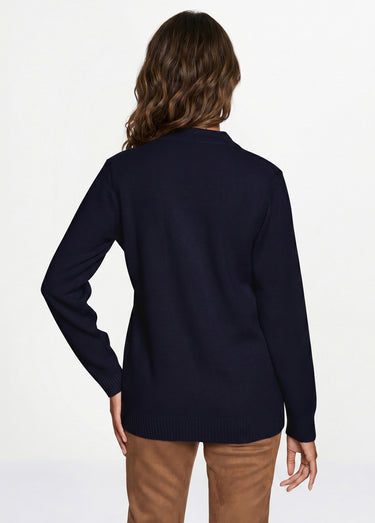 Gilet boutonné maille épaisse Marine