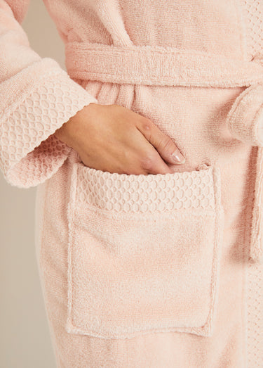 Peignoir éponge pur coton forme kimono Rose