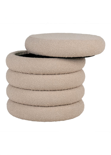 Pouf de rangement en bouclette fantaisie Beige
