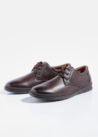 Derbys à lacets casual chic simili cuir Marron