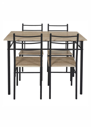 Set Table + 4 Chaises style industriel LOKA Marron/Noir