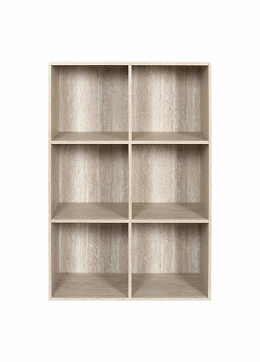 Meuble rangement 6 cases, effet pierre Blanc/Beige