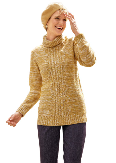 Le pull col roulé torsadé Chine Miel