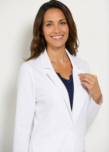 Veste droite boutonnée maille milano unie Blanc