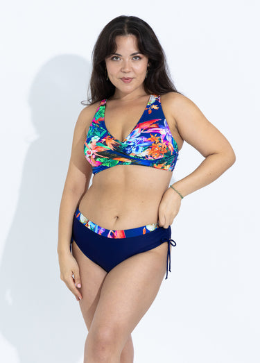 Maillot de bain 2 pièces bicolore exotique Marine imprimé