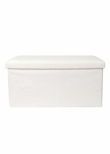 Pouf bouclette avec coffre de rangement 2B Blanc