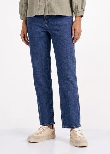 Jean droit denim, coupe spécial GRANDE Bleu stone moyen