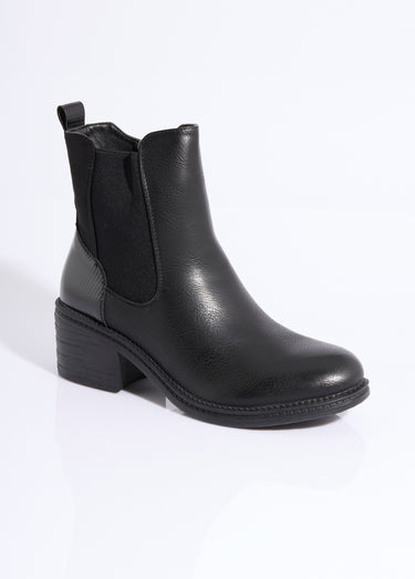 Boots Chelsea à talon et bout rond Noir