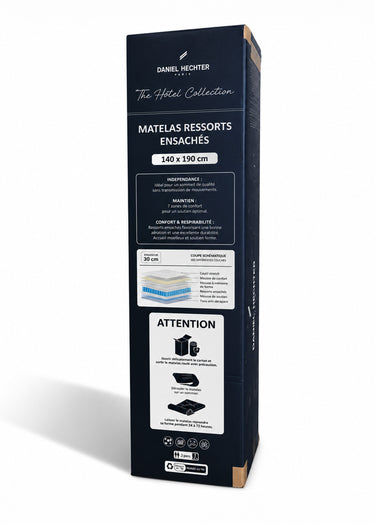 Matelas ressorts ensachés, soutien ferme Blanc