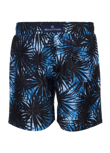 Short de bain imprimé tropical, élastiqué Bleu Imprime