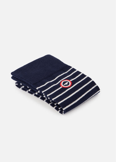 Chaussettes mi-mollet en coton résistant Raye Marine