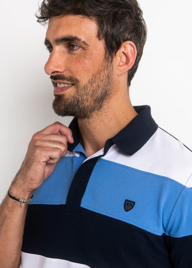 Polo manches courtes rayures contrastées Raye Bleu