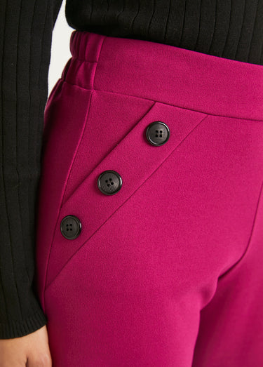 Pantalon large taille semi élastiquée uni Cassis