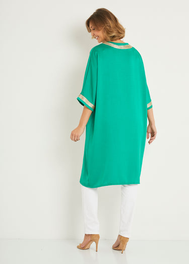 Veste longue fluide détails chic Vert