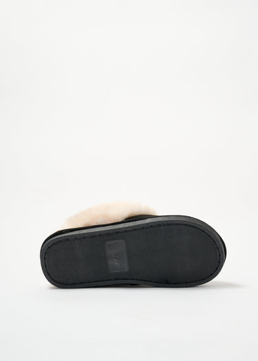 Chaussons mules avec fourrure synthétique Noir