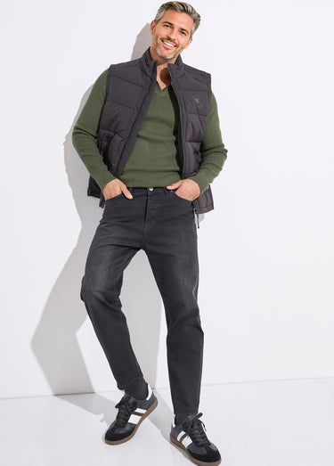 Jean 5 poches foncé, coupe tendance Noir