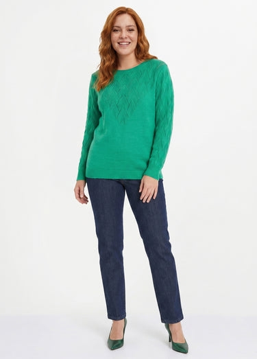 Pull doux uni col rond maille fantaisie Menthe