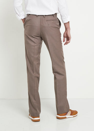 Pantalon ceinture ajustable invisible tissu sergé laine Beige Fonce