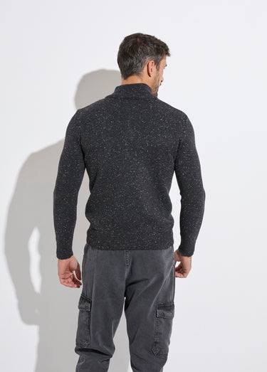 Pull col montant zippé, coupe ajustée Gris Anthracite