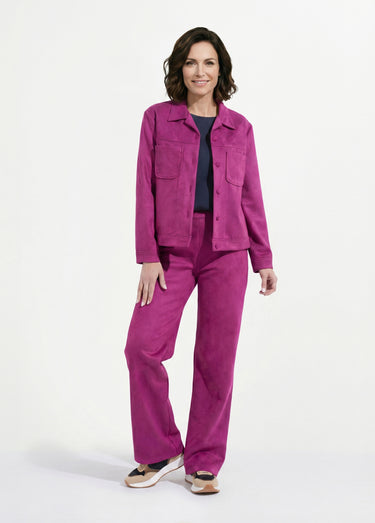 Blouson boutonné tissu suédé col cranté Cassis