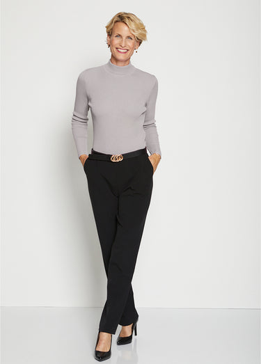 Pull col montant avec laine mérinos Gris Chine