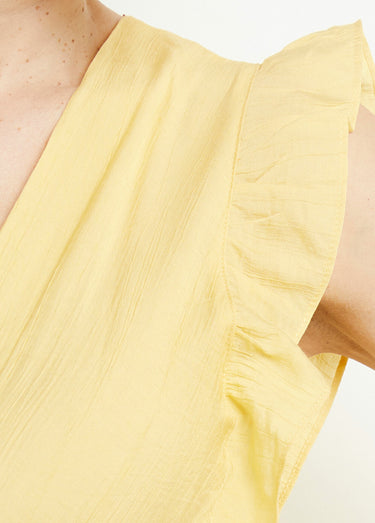 Robe longue encolure V + dos nu et liens Jaune
