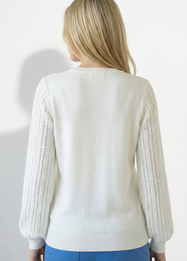 Pull en tricot manches fantaisie Blanc