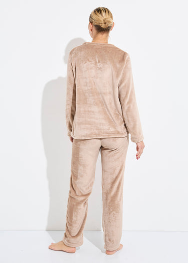 Pyjama doux et chaud en polaire Taupe