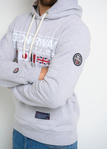 Sweat à capuche drapeaux poche kangourou Gris Melange