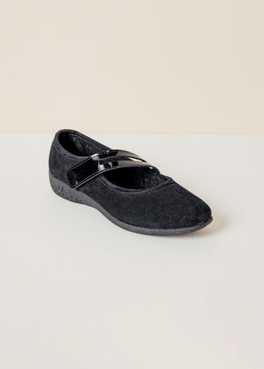 Ballerines cuir velours largeur standard Noir