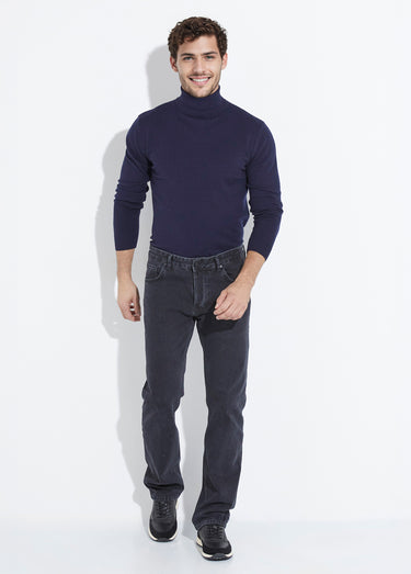 Jean denim 5 poches bas resserré, foncé 1G Noir