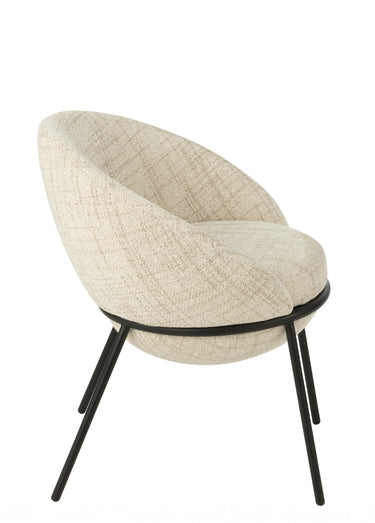 Fauteuil de salon chiné pieds métal, 3B Beige