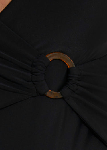 Maillot de bain 1 pièce V et drapé Noir