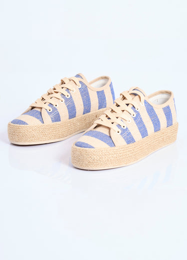 Baskets semelle plateforme façon corde Raye Bleu