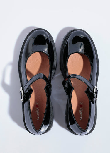 Babies vernies semelle compensée crantée Vernis Noir