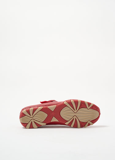 Ballerines perforées en cuir avec bride Rouge