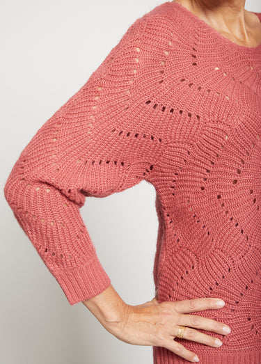 Pull manches chauve-souris maille fantaisie Rose