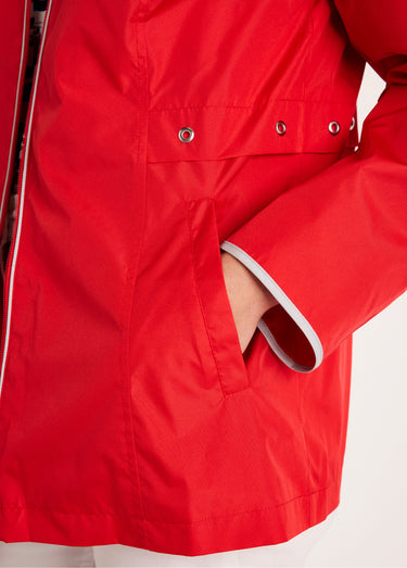 Parka courte zippée légère avec capuche Rouge