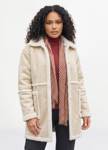 Manteau effet peau lainée femme chaud et élégant Peau Lainée