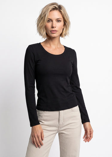 T-shirt manches longues col danseuse Noir