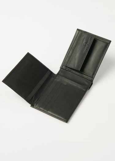 Porte-monnaie compact en cuir Noir