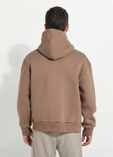 Sweat-shirt zippé molletonné à capuche Camel