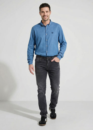 Jean droit 5 poches denim stretch Gris Anthracite