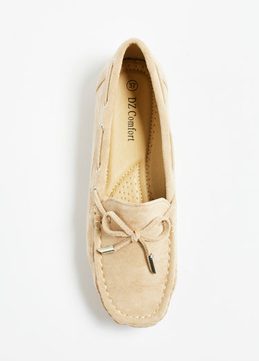 Mocassins chic aspect daim avec noeud Beige