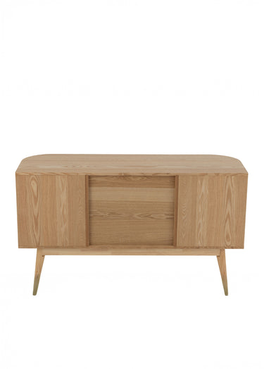Commode en pin avec 2 portes rainurées Naturel