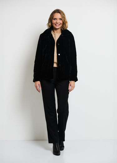 Veste courte en fausse fourrure Noir