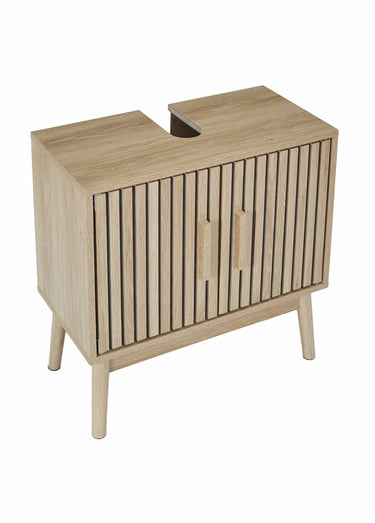 Meuble sous vasque en bois claustra Marron